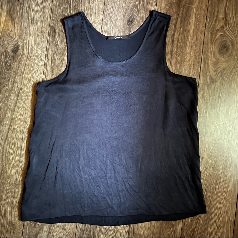Quince blue 100% silk tank top blouse size M